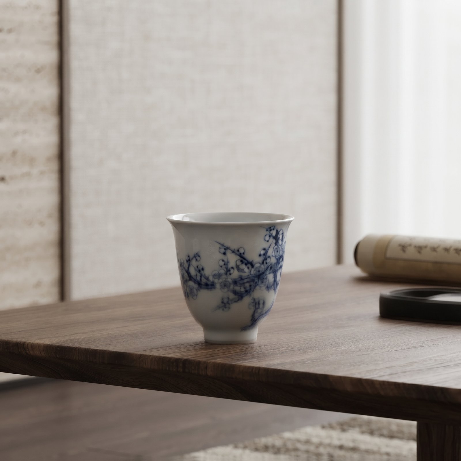 Plum Blossom Underglaze White Bell Cup - Image 5
