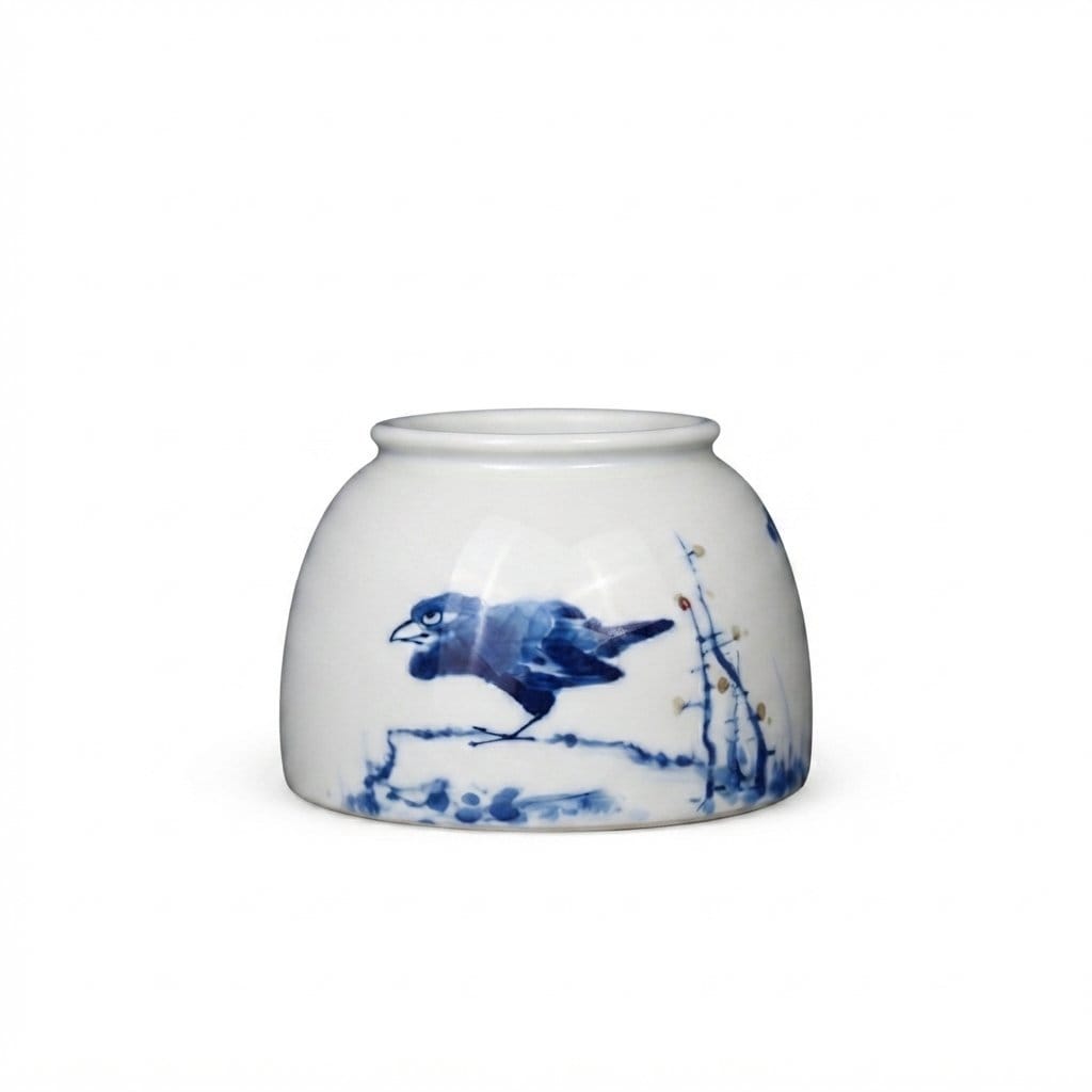 Blue & White Flower and Bird Water Pot - Image 5