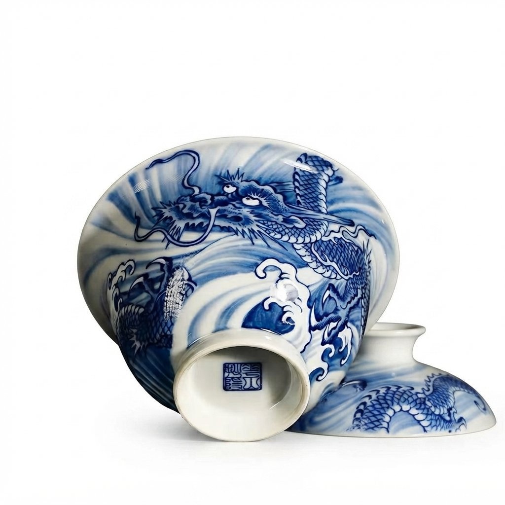 Ink Dragon Underglaze White Gaiwan - Image 4