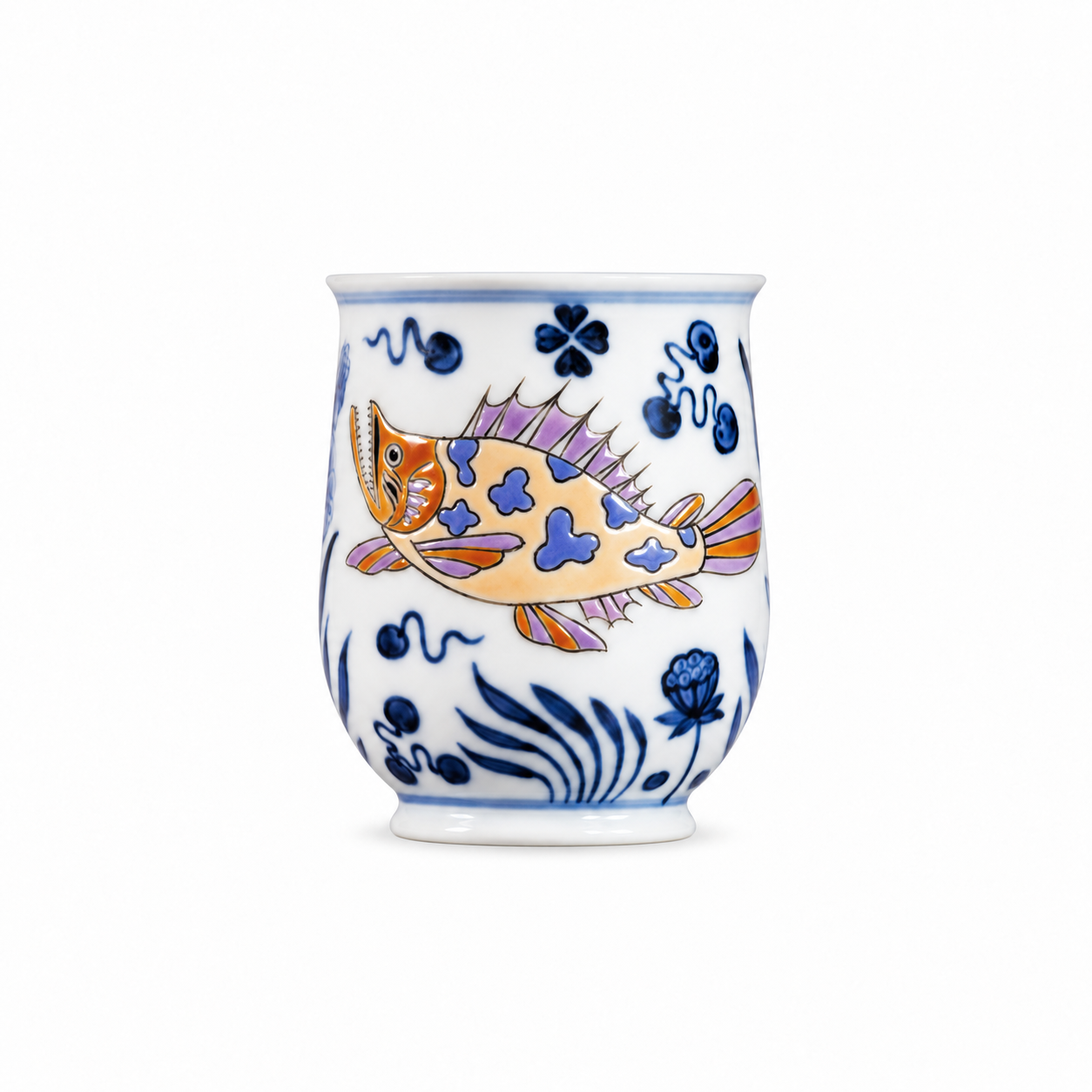 Blue and White Fish Yulan Teacup