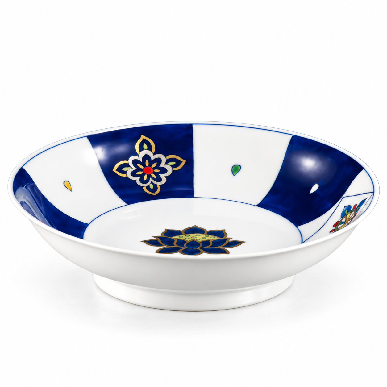 Golden Crown Lotus Teapot Tray with cobalt blue lotus motif and gilded details