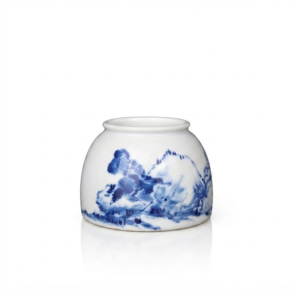 Blue & White Flower and Bird Water Pot