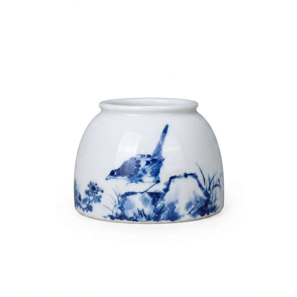 Blue & White Flower and Bird Water Pot - Image 3