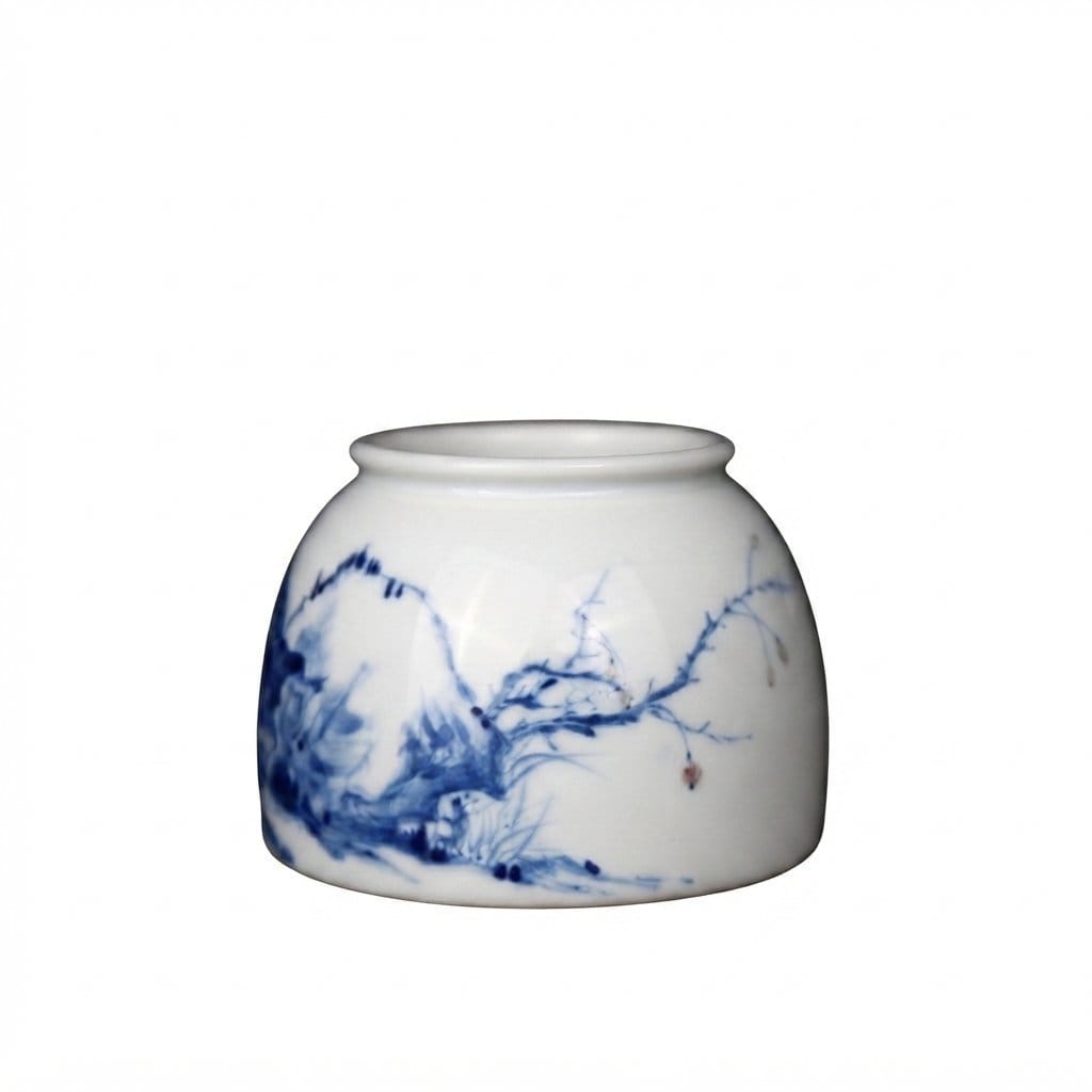 Blue & White Flower and Bird Water Pot - Image 2