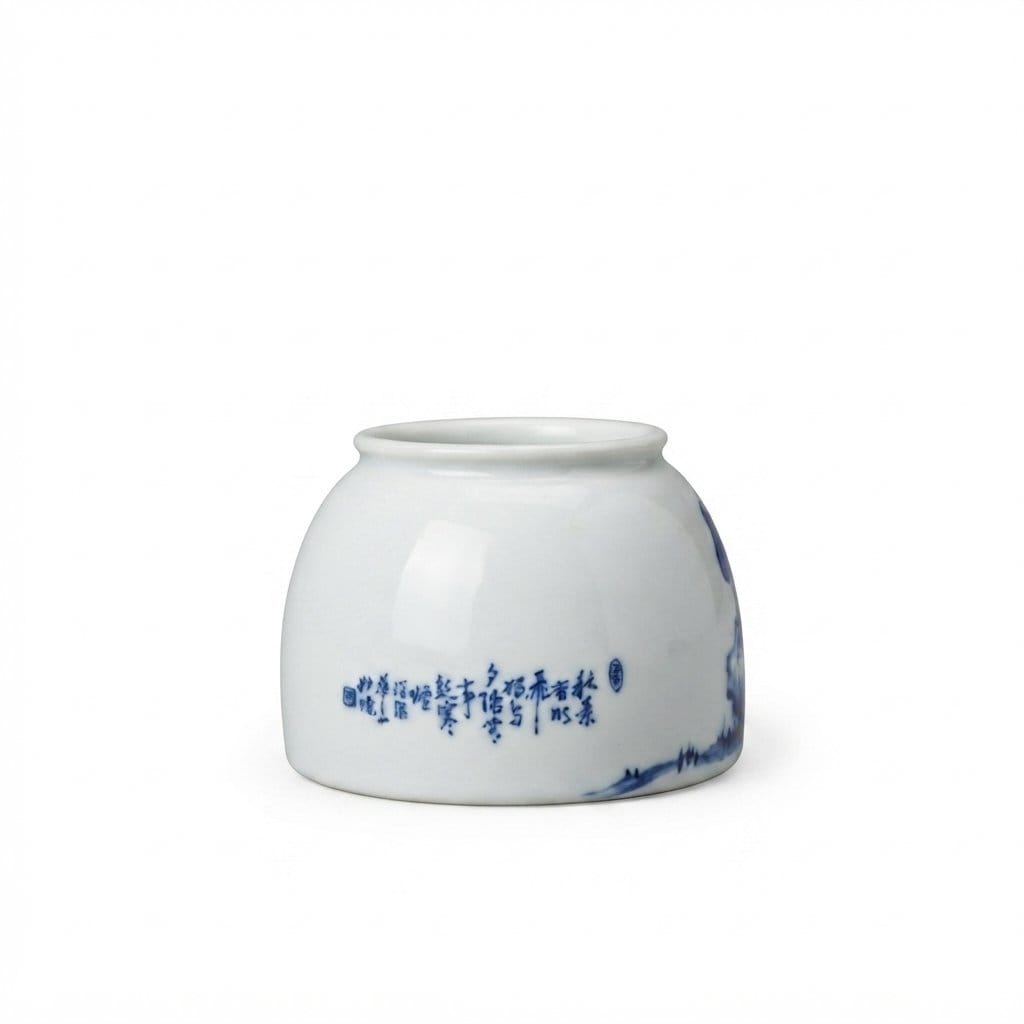 Blue & White Flower and Bird Water Pot - Image 4