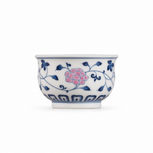 Blue and White Porcelain Teacup with Peony Motifs