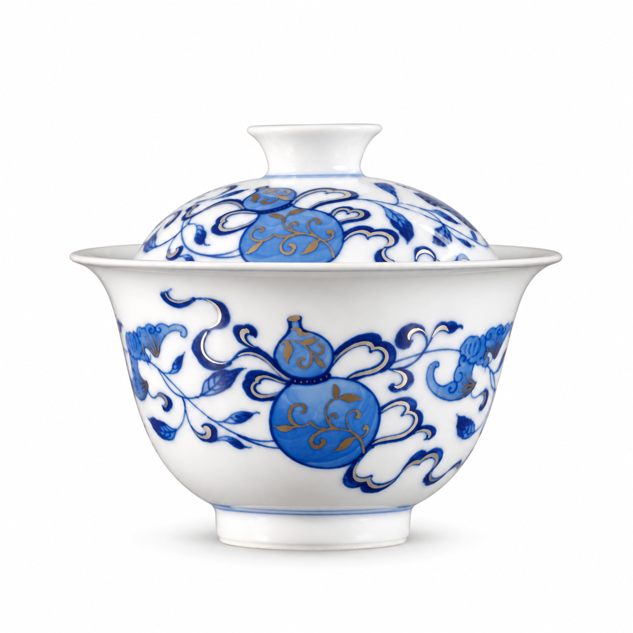 Blue and White Gaiwan Double Blessings Porcelain