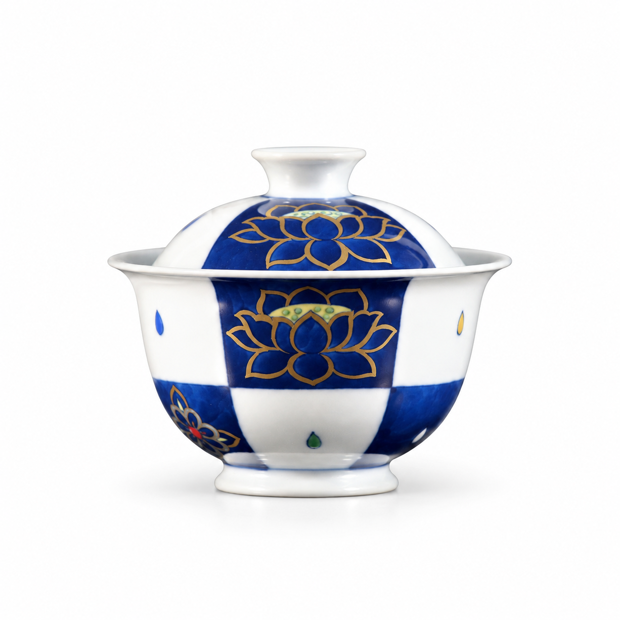 Golden Lotus Porcelain Gaiwan