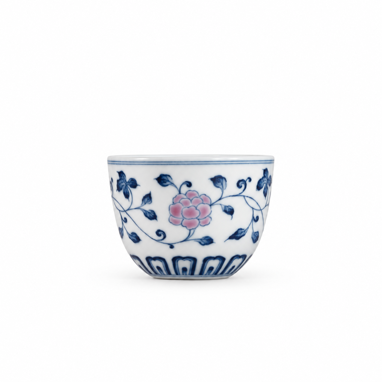 Blue and White Luohan Teacup with Peony Motifs