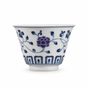 Blue and White Mati Teacup with Peony Motifs
